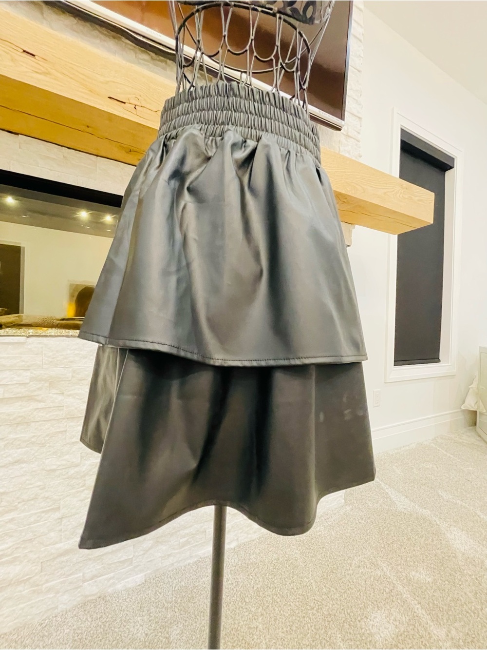 THML! Black Tiered Faux Leather Skirt